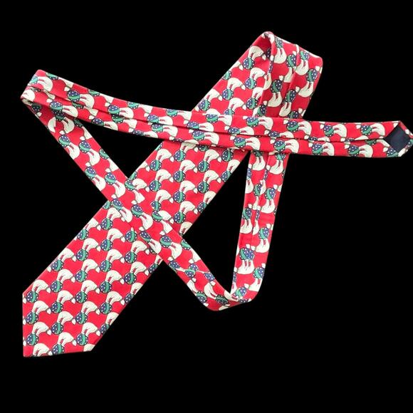 Brooks Brothers Makers Tie Silk Red Polar Bears On Balls Made In USA Festive